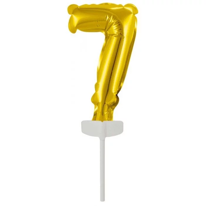 Gold, Arany 7-es szám fólia lufi tortára 13 cm Gold, Arany 7-es szám fólia lufi tortára 13 cm