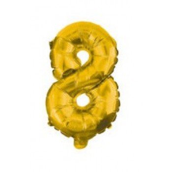 Gold, Arany 8-as szám fólia lufi 10 cm Gold, Arany 8-as szám fólia lufi 10 cm