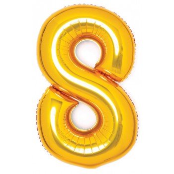 Gold, Arany 8-as szám fólia lufi 66 cm Gold, Arany 8-as szám fólia lufi 66 cm