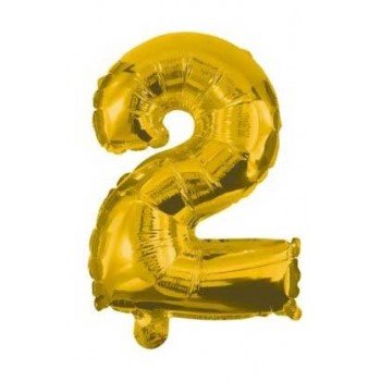 Gold, Arany mini 2-es szám fólia lufi 32 cm Gold, Arany mini 2-es szám fólia lufi 32 cm