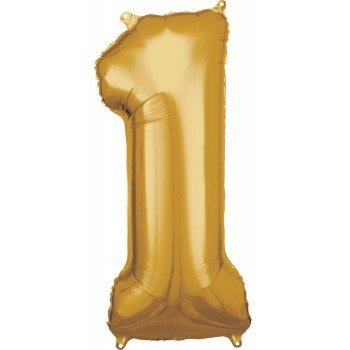 Gold, Arany óriás 1-es szám fólia lufi 83*38 cm Gold, Arany óriás 1-es szám fólia lufi 83*38 cm