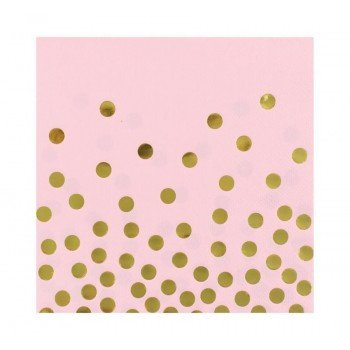 Gold Dots Pink, Pöttyös szalvéta 12 db-os 33x33 cm Gold Dots Pink, Pöttyös szalvéta 12 db-os 33x33 cm