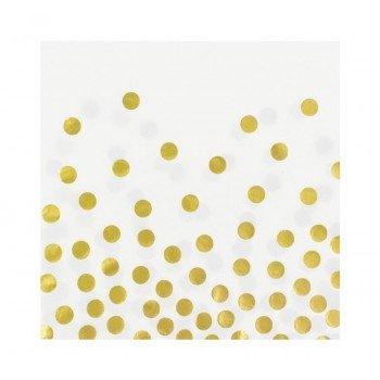 Gold Dots White, Pöttyös szalvéta 12 db-os 33x33 cm Gold Dots White, Pöttyös szalvéta 12 db-os 33x33 cm