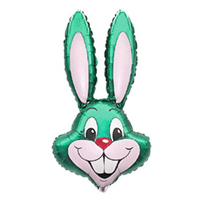 Green Rabbit, Zöld Nyuszifej fólia lufi 36 cm (WP)