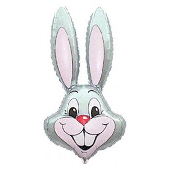 Grey Rabbit, Szürke Nyuszifej fólia lufi 36 cm (WP) Grey Rabbit, Szürke Nyuszifej fólia lufi 36 cm (WP)