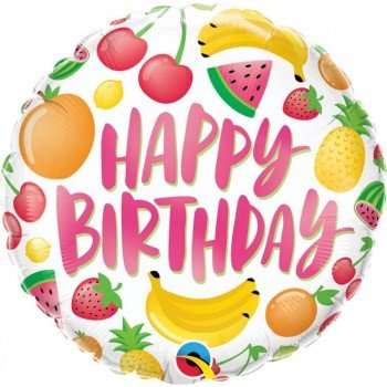Happy Birthday Fruits, Gyümölcsök fólia lufi 46 cm Happy Birthday Fruits, Gyümölcsök fólia lufi 46 cm