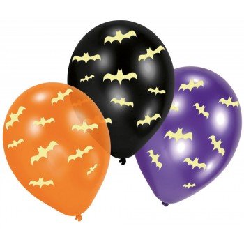 Halloween sötétben világító léggömb, lufi 6 db-os 27,5 cm Halloween sötétben világító léggömb, lufi 6 db-os 27,5 cm