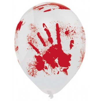 Halloween, Bloody Hand léggömb, lufi 6 db-os 10 inch (25,4 cm) Halloween, Bloody Hand léggömb, lufi 6 db-os 10 inch (25,4 cm)