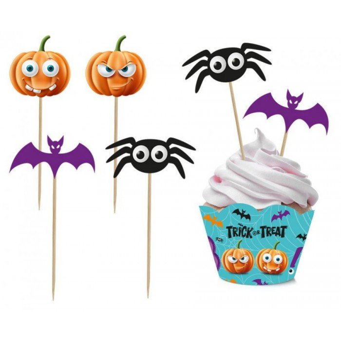 Halloween, Boo díszítő pálca és muffin dísz 6 db-os