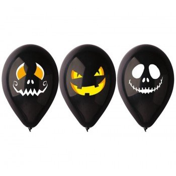 Halloween Faces léggömb, lufi 3 db-os 12 inch (30 cm) Halloween Faces léggömb, lufi 3 db-os 12 inch (30 cm)