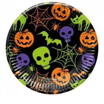 Halloween Happy papírtányér 8 db-os 23 cm FSC Halloween Happy papírtányér 8 db-os 23 cm FSC