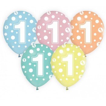 Happy Birthday 1 léggömb, lufi 5 db-os 12 inch (30cm) Happy Birthday 1 léggömb, lufi 5 db-os 12 inch (30cm)