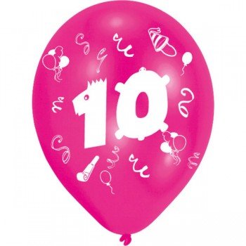 Happy Birthday 10 léggömb, lufi 8 db-os 10 inch (25,4cm) Happy Birthday 10 léggömb, lufi 8 db-os 10 inch (25,4cm)