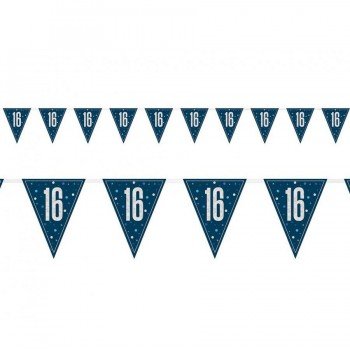 Happy Birthday 16 Blue zászlófüzér 274 cm