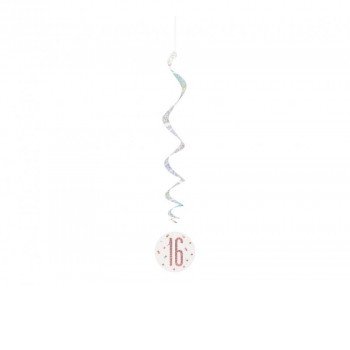 Happy Birthday 16 Holographic szalag dekoráció 6 db-os szett