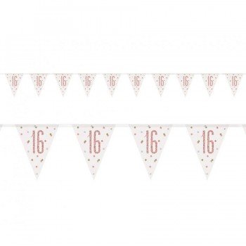 Happy Birthday 16 Holographic zászlófüzér 274 cm