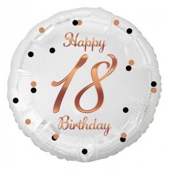 Happy Birthday White-Rose Gold 18 fólia lufi 36 cm Happy Birthday White-Rose Gold 18 fólia lufi 36 cm
