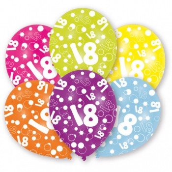 Happy Birthday 18 léggömb, lufi 6 db-os 11 inch (27,5cm) Happy Birthday 18 léggömb, lufi 6 db-os 11 inch (27,5cm)