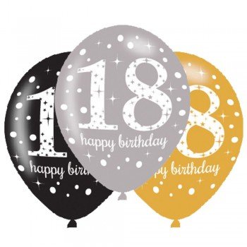 Happy Birthday 18 léggömb, lufi 6 db-os Happy Birthday 18 léggömb, lufi 6 db-os