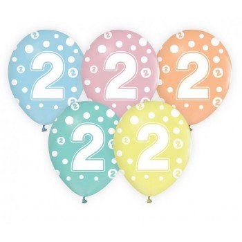 Happy Birthday 2 léggömb, lufi 5 db-os 12 inch (30cm) Happy Birthday 2 léggömb, lufi 5 db-os 12 inch (30cm)