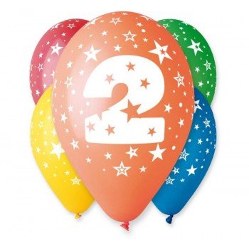 Happy Birthday 2 Star léggömb, lufi 5 db-os 12 inch (30cm) Happy Birthday 2 Star léggömb, lufi 5 db-os 12 inch (30cm)
