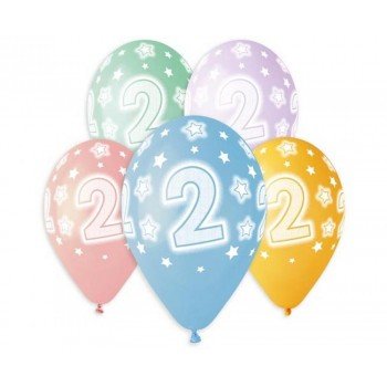 Happy Birthday 2 Star léggömb, lufi 5 db-os 13 inch (33 cm) Happy Birthday 2 Star léggömb, lufi 5 db-os 13 inch (33 cm)