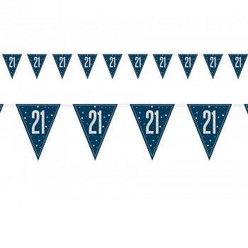 Happy Birthday 21 Blue zászlófüzér 274 cm