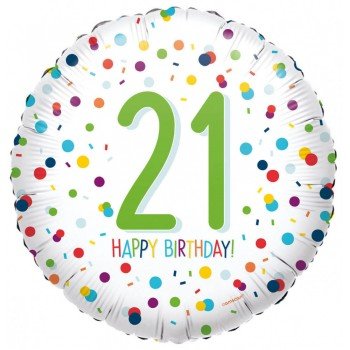 Happy Birthday 21 Fólia lufi 43 cm Happy Birthday 21 Fólia lufi 43 cm