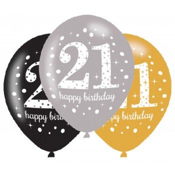 Happy Birthday 21 léggömb, lufi 6 db-os Happy Birthday 21 léggömb, lufi 6 db-os