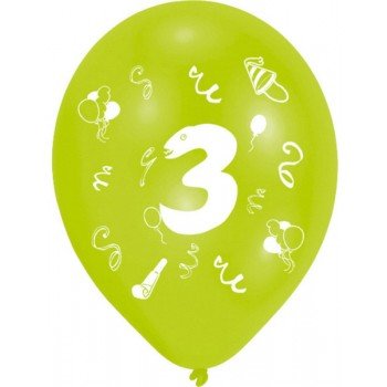 Happy Birthday 3 léggömb, lufi 8 db-os 10 inch (25,4cm) Happy Birthday 3 léggömb, lufi 8 db-os 10 inch (25,4cm)