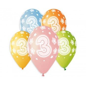 Happy Birthday 3 Star léggömb, lufi 5 db-os 13 inch (33 cm) Happy Birthday 3 Star léggömb, lufi 5 db-os 13 inch (33 cm)