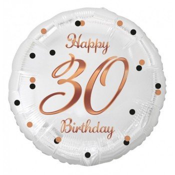 Happy Birthday White-Rose Gold 30 fólia lufi 36 cm Happy Birthday White-Rose Gold 30 fólia lufi 36 cm