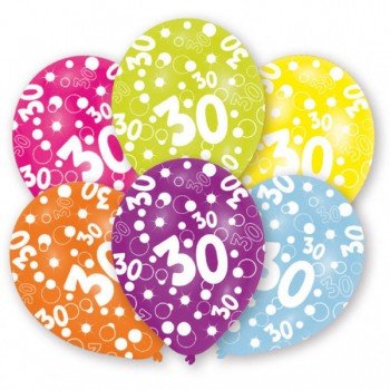Happy Birthday 30 léggömb, lufi 6 db-os 11 inch (27,5cm) Happy Birthday 30 léggömb, lufi 6 db-os 11 inch (27,5cm)
