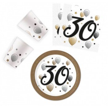 Milestone, Happy Birthday 30 party szett 36 db-os 23 cm-es tányérral Milestone, Happy Birthday 30 party szett 36 db-os 23 cm-es tányérral