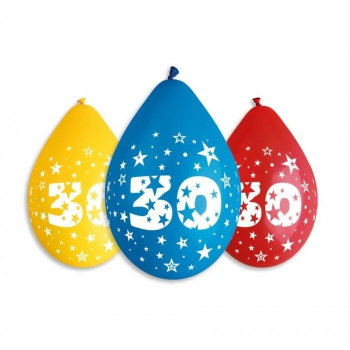 Happy Birthday 30 Star függő léggömb, lufi 5 db-os 12 inch (30 cm) Happy Birthday 30 Star függő léggömb, lufi 5 db-os 12 inch (30 cm)