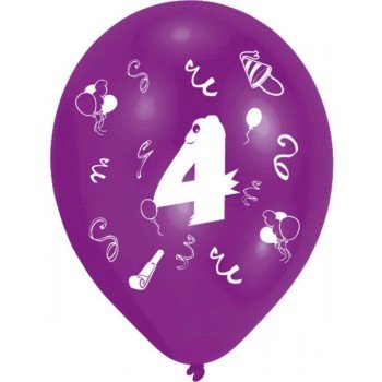 Happy Birthday 4 léggömb, lufi 8 db-os 10 inch (25,4cm) Happy Birthday 4 léggömb, lufi 8 db-os 10 inch (25,4cm)