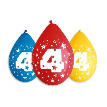 Happy Birthday 4 Star függő léggömb, lufi 5 db-os 12 inch (30 cm) Happy Birthday 4 Star függő léggömb, lufi 5 db-os 12 inch (30 cm)
