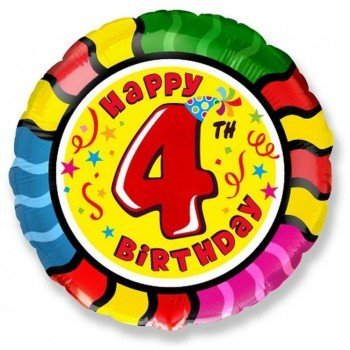 Happy Birthday 4 születésnap fólia lufi 48 cm Happy Birthday 4 születésnap fólia lufi 48 cm