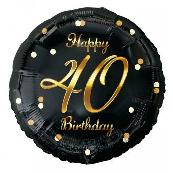 Happy Birthday Black-Gold 40 fólia lufi 36 cm Happy Birthday Black-Gold 40 fólia lufi 36 cm