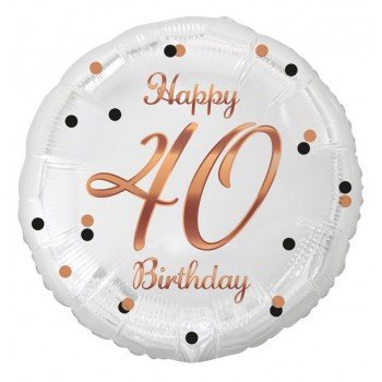 Happy Birthday White-Rose Gold 40 fólia lufi 36 cm Happy Birthday White-Rose Gold 40 fólia lufi 36 cm