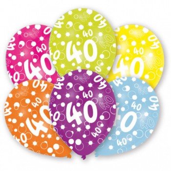 Happy Birthday 40 léggömb, lufi 6 db-os 11 inch (27,5cm) Happy Birthday 40 léggömb, lufi 6 db-os 11 inch (27,5cm)