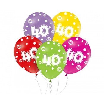 Happy Birthday 40 léggömb, lufi 5 db-os 12 inch (30cm) Happy Birthday 40 léggömb, lufi 5 db-os 12 inch (30cm)