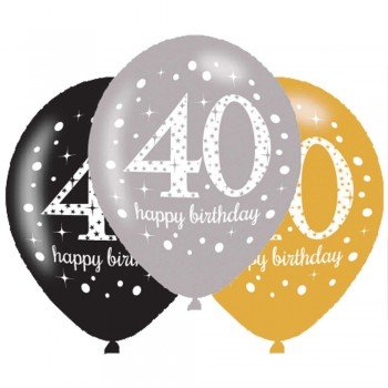 Happy Birthday 40 léggömb, lufi 6 db-os Happy Birthday 40 léggömb, lufi 6 db-os