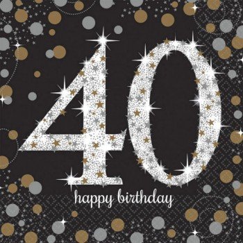 Happy Birthday Gold 40 szalvéta 16 db-os 33*33 cm Happy Birthday Gold 40 szalvéta 16 db-os 33*33 cm