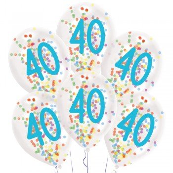 Happy Birthday 40 konfettivel töltött léggömb, lufi 6 db-os Happy Birthday 40 konfettivel töltött léggömb, lufi 6 db-os