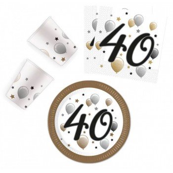 Milestone, Happy Birthday 40 party szett 36 db-os 23 cm-es tányérral Milestone, Happy Birthday 40 party szett 36 db-os 23 cm-es tányérral