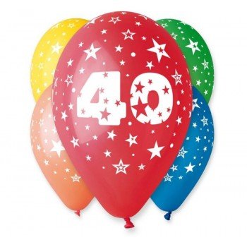 Happy Birthday 40 Star léggömb, lufi 5 db-os 12 inch (30cm) Happy Birthday 40 Star léggömb, lufi 5 db-os 12 inch (30cm)