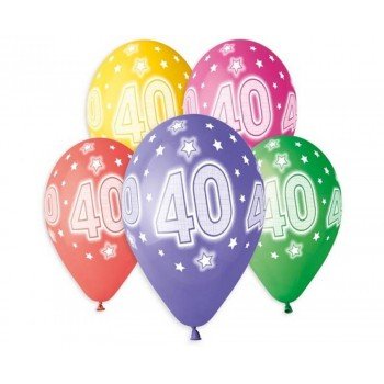 Happy Birthday 40 Star léggömb, lufi 5 db-os 13 inch (33 cm) Happy Birthday 40 Star léggömb, lufi 5 db-os 13 inch (33 cm)