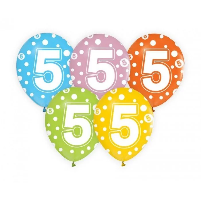 Happy Birthday 5 léggömb, lufi 5 db-os 12 inch (30cm) Happy Birthday 5 léggömb, lufi 5 db-os 12 inch (30cm)