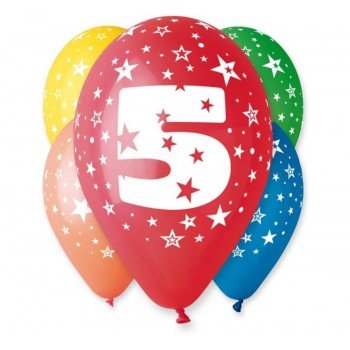 Happy Birthday 5 Star léggömb, lufi 5 db-os 12 inch (30cm) Happy Birthday 5 Star léggömb, lufi 5 db-os 12 inch (30cm)